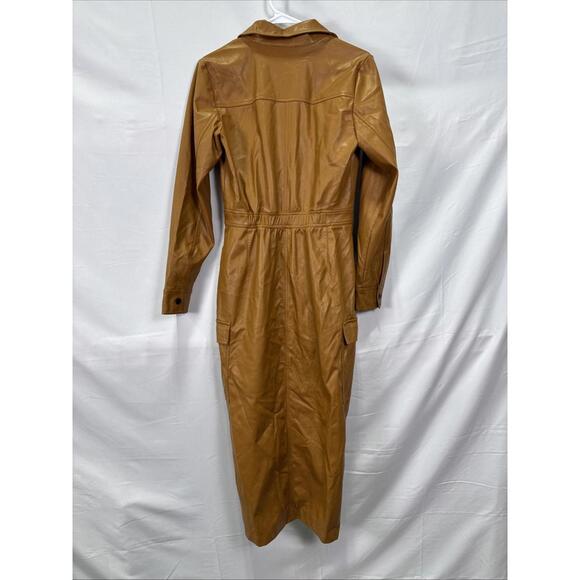 Marissa Webb x RTR Brown Front Slit Leather Shirt Dress Size 4 with Small Holes - Picture 10 of 10